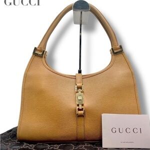 Gucci Jackie Camel Leather Shoulder Bag